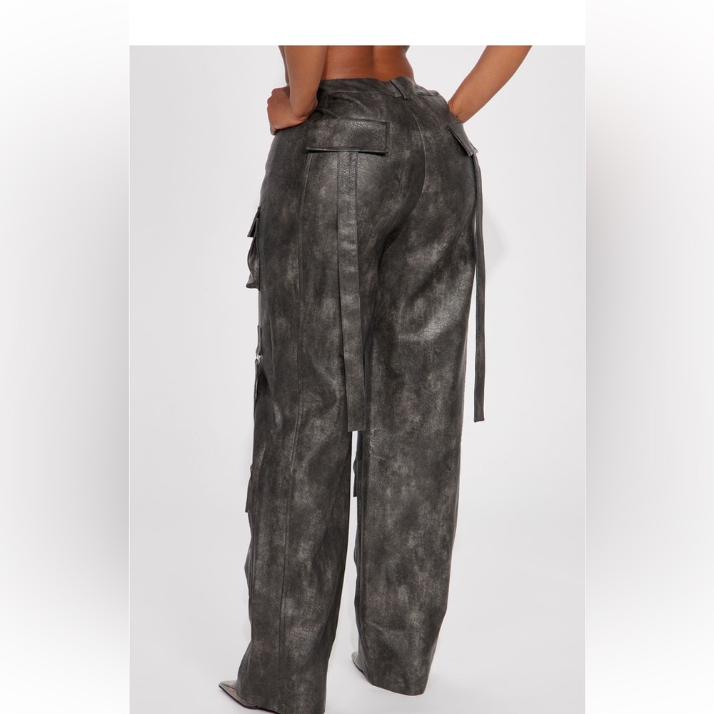 Gray leather, cargo pants size medium